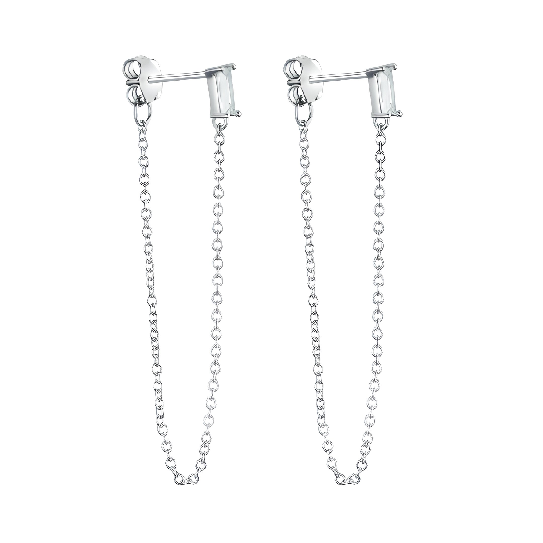 ALANDRA - Minimalist Chain Earrings - Chain Loop Earrings - Silver Chain Earrings - Dainty Earrings - Dainty Hoops - Huggie Earrings - Tiny Earrings - Amber James Jewellery