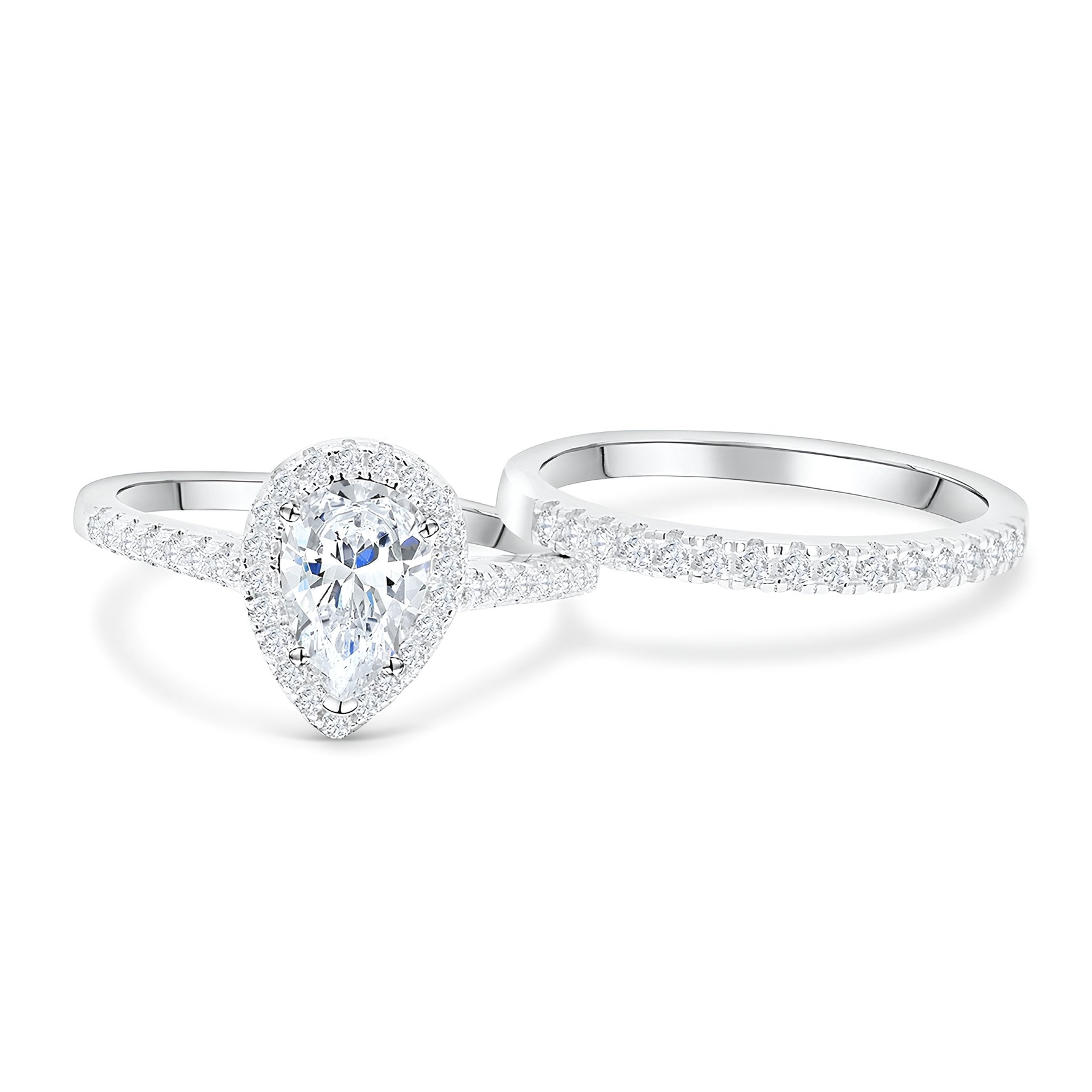 ELIZA- Sterling Silver Engagement, Halo &  Promise Ring set - Amber James Jewellery