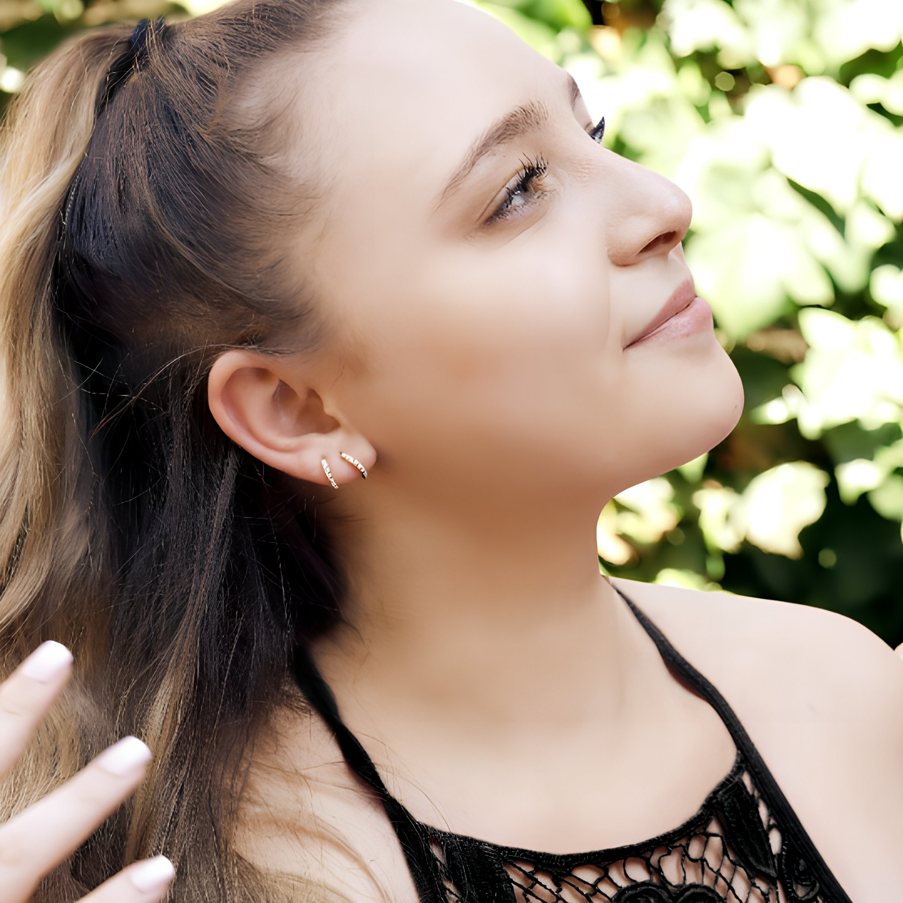 BETH- Huggie Hoop Earrings • gold conch hoop • cartilage hoop • hoop earrings • silver pave ring hoop • tragus hoop • small helix hoop - Amber James Jewellery