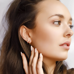 AJJ Benny-Huggie Hoop Earrings in gold and silver with hammered effect, small minimalist sleeper hoops for delicate style