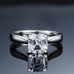 Daniella | 1ct Asscher Cut Solitaire Sterling Silver Ring - Amber James Jewellery