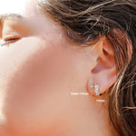 Dia Tiny Baguette Huggie Hoop Earrings | 18K Gold Dainty Huggies - Amber James Jewellery