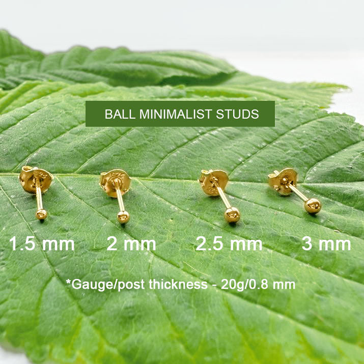 Small Stud Earrings, Tiny Gold Stud, 18K Gold Stud, 1.5mm, 2mm 3mm, Ball Stud Earring, Small Gold Stud, Dainty Earrings, Gift For Her - Amber James Jewellery