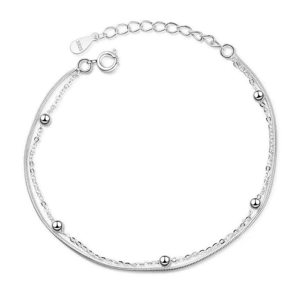 Bella Sterling Silver Satellite Bracelet - Delicate 925 Silver Chain - Amber James Jewellery