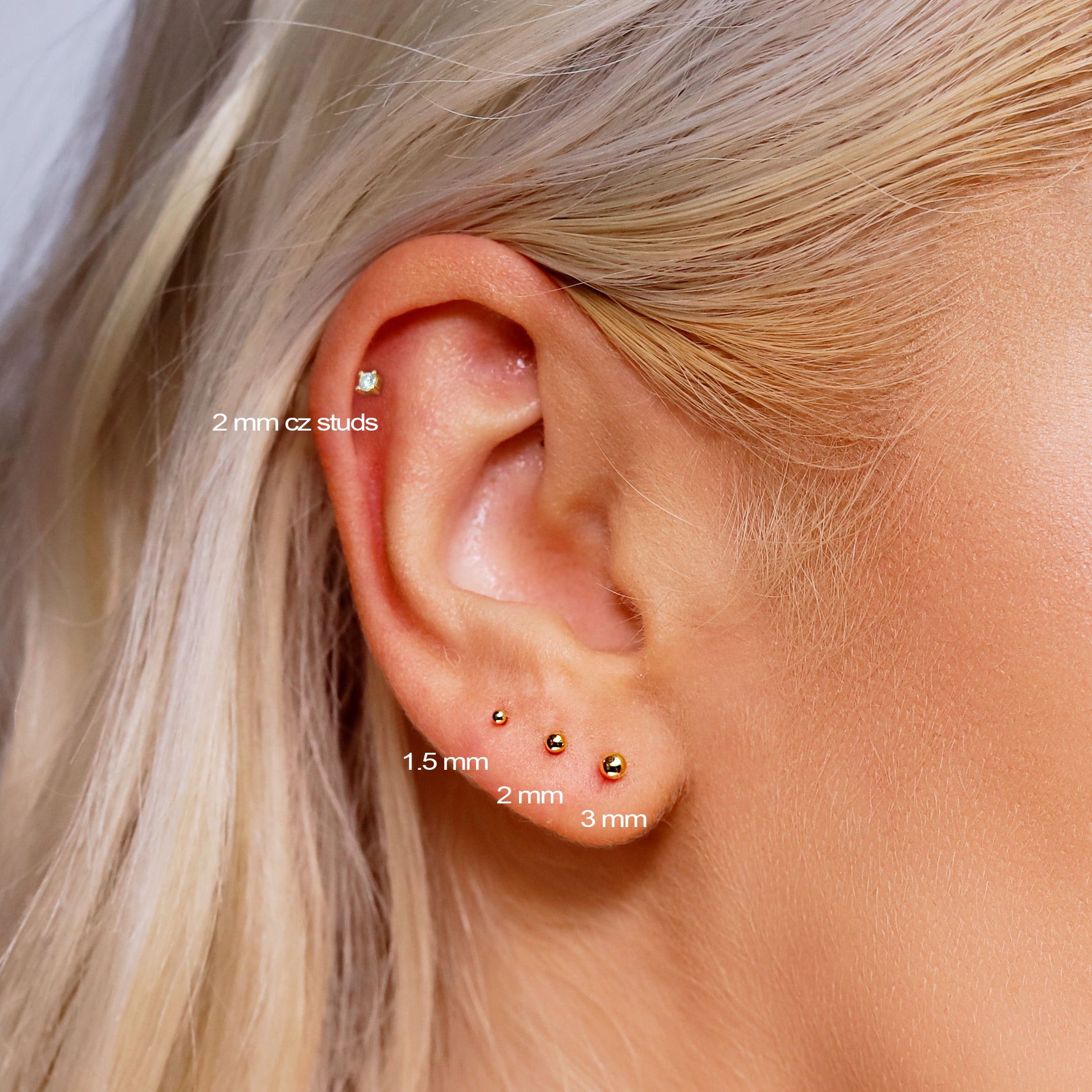 Small Stud Earrings, Tiny Gold Stud, 18K Gold Stud, 1.5mm, 2mm 3mm, Ball Stud Earring, Small Gold Stud, Dainty Earrings, Gift For Her - Amber James Jewellery