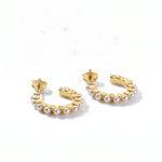 Pamela Freshwater Pearl Huggie Hoops in Gold & Sterling Silver - Amber James Jewellery
