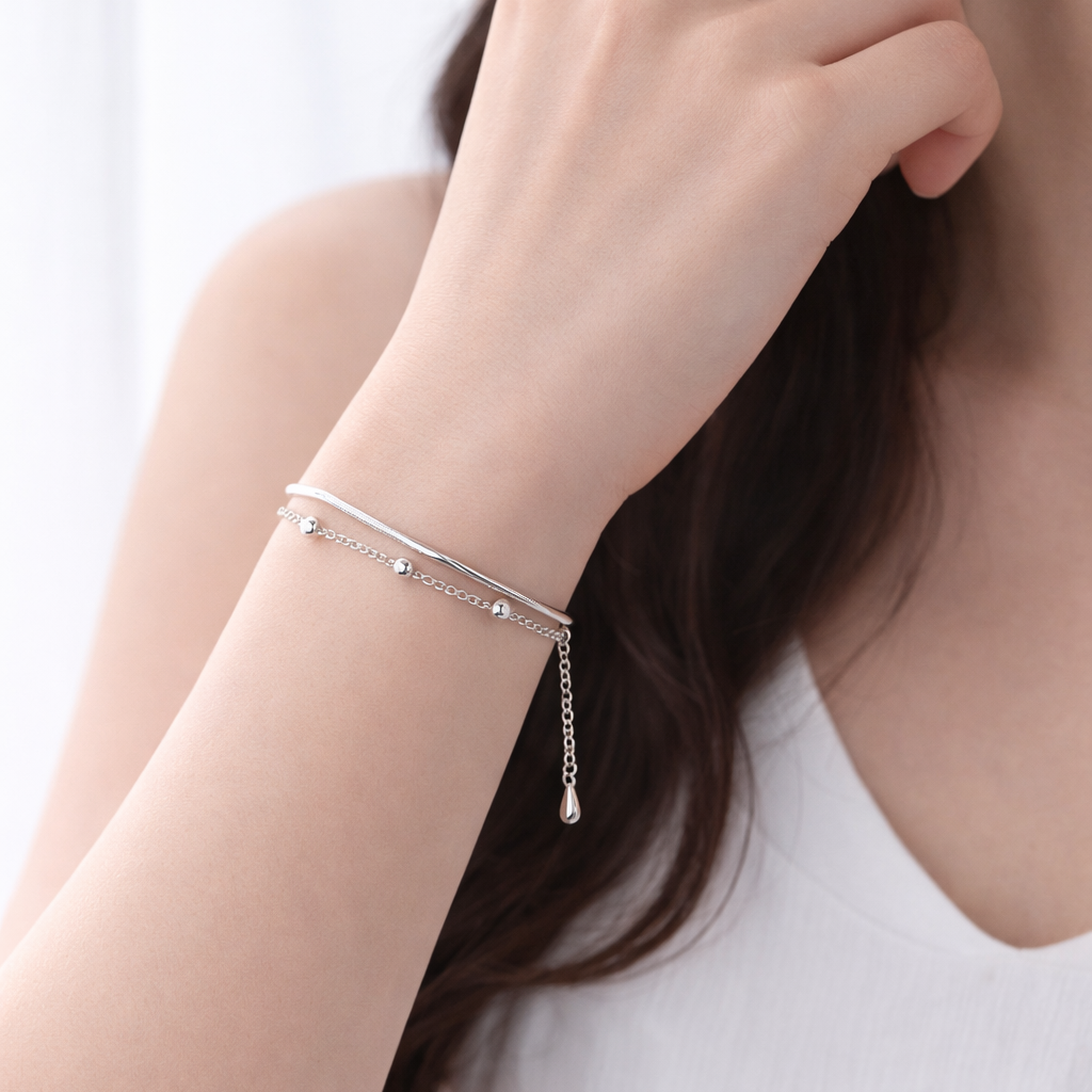 Bella - Sterling silver satellite bracelet | Delicate Sterling silver bracelet | Elegant sterling silver bracelet | Delicate bracelet| Gifts