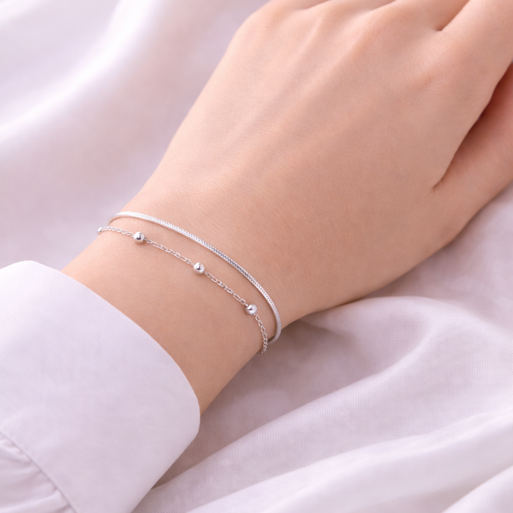 Bella - Sterling silver satellite bracelet | Delicate Sterling silver bracelet | Elegant sterling silver bracelet | Delicate bracelet| Gifts