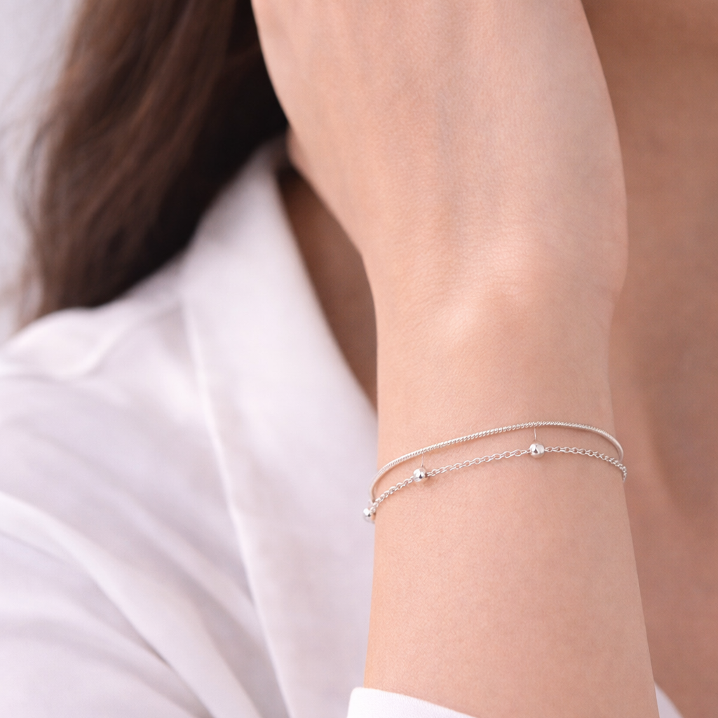 Bella - Sterling silver satellite bracelet | Delicate Sterling silver bracelet | Elegant sterling silver bracelet | Delicate bracelet| Gifts
