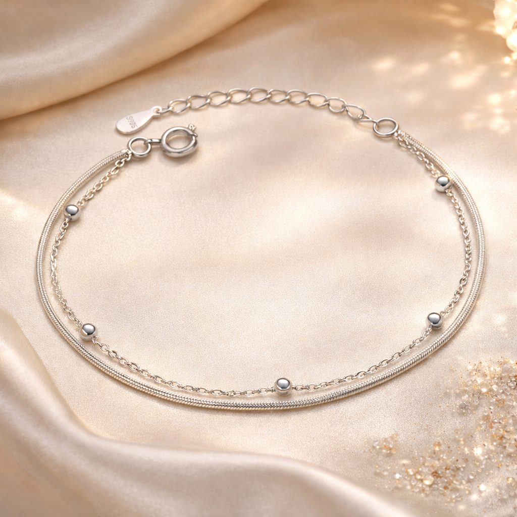 Bella - Sterling silver satellite bracelet | Delicate Sterling silver bracelet | Elegant sterling silver bracelet | Delicate bracelet| Gifts