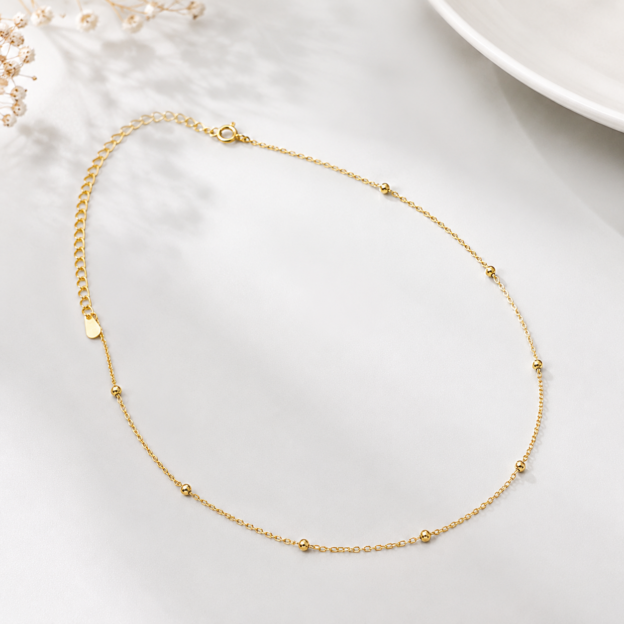 Erika Gold Satellite Chain Choker Necklace - Delicate Layering Piece - Amber James Jewellery