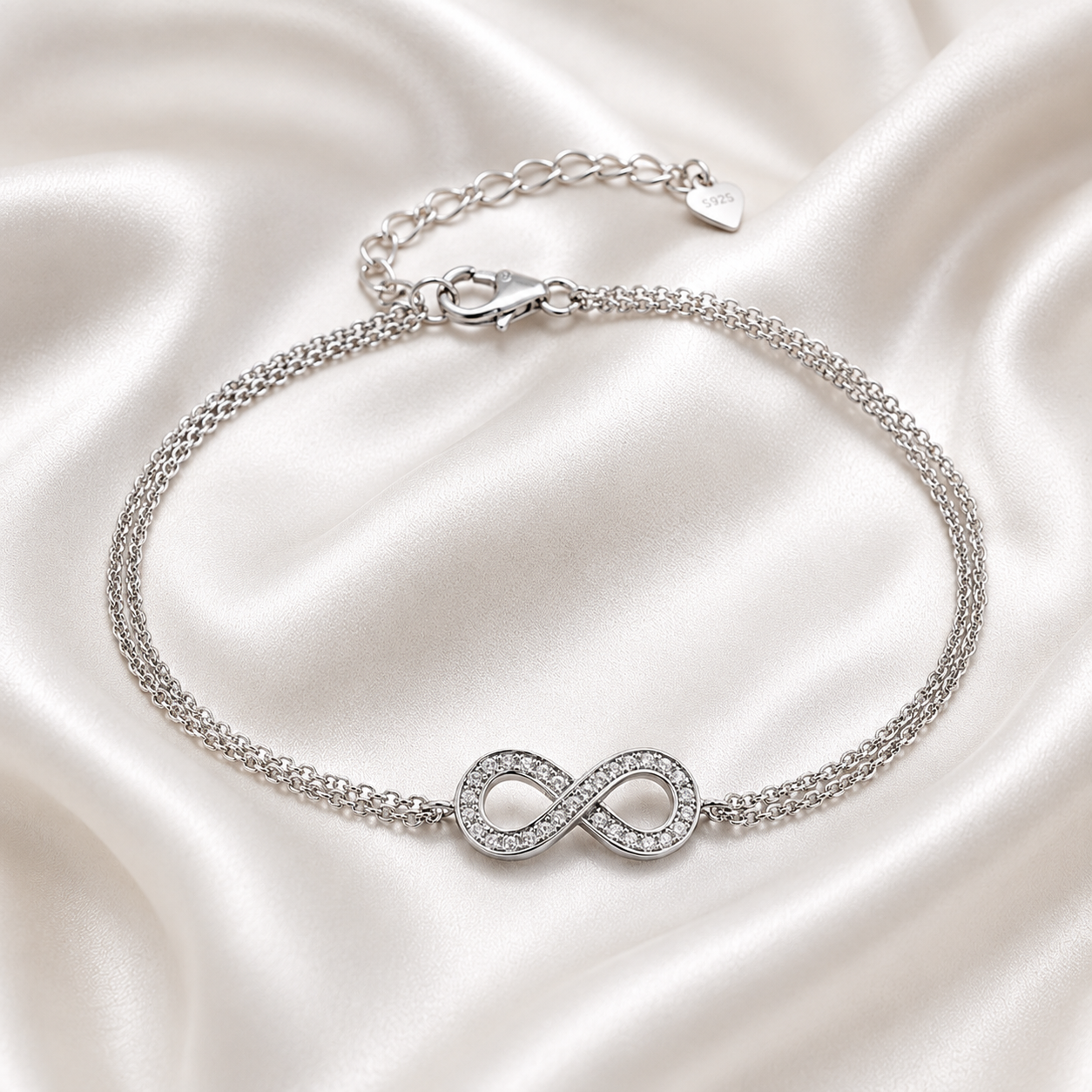 Clementine - Simple Sterling Silver Bangle Bracelet, Infinity Charm Bracelet, Charm bracelet (Adjustable) for Women - Amber James Jewellery
