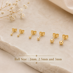 Small Stud Earrings, Tiny Gold Stud, 18K Gold Stud, 1.5mm, 2mm 3mm, Ball Stud Earring, Small Gold Stud, Dainty Earrings, Gift For Her - Amber James Jewellery