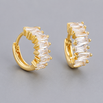 Dia Tiny Baguette Huggie Hoop Earrings | 18K Gold Dainty Huggies - Amber James Jewellery