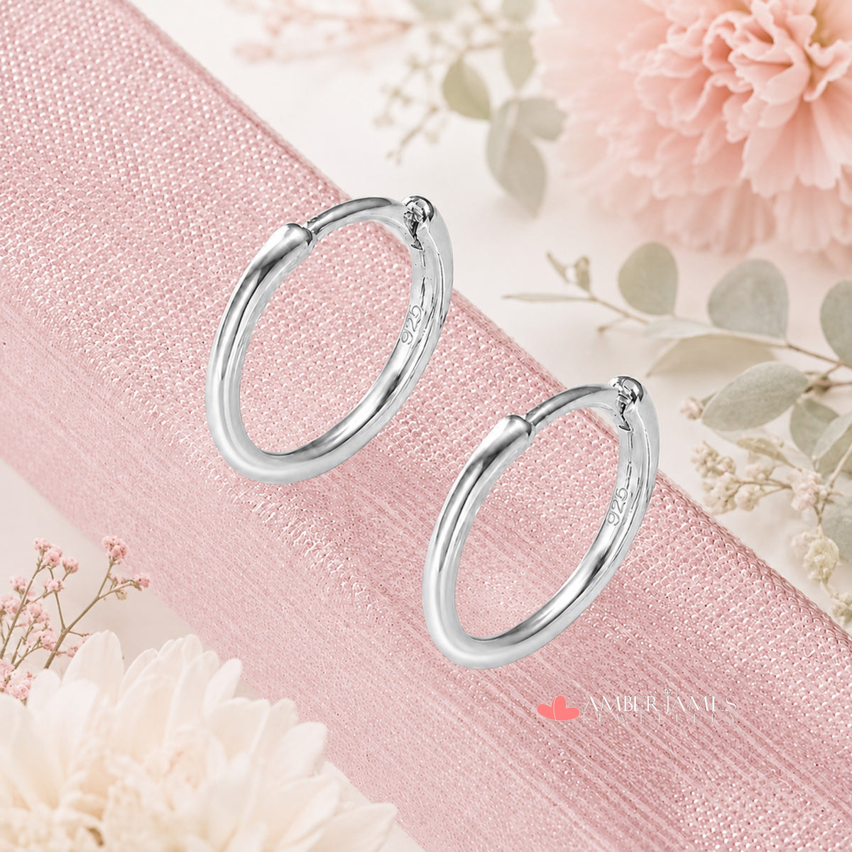 Amelia Minimalist Huggie Hoop Earrings | Dainty Silver Hoops - Amber James Jewellery