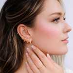 AJJ ALIA minimalist silver huggie hoops, small open dainty hoop earrings, perfect for everyday wear.