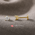 AJJ NEVE Tiny Stud Earrings Set with round CZ stones, minimalist jewelry for multiple piercings, featuring small, elegant earrings.