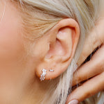 Dia Tiny Baguette Huggie Hoop Earrings | 18K Gold Dainty Huggies - Amber James Jewellery