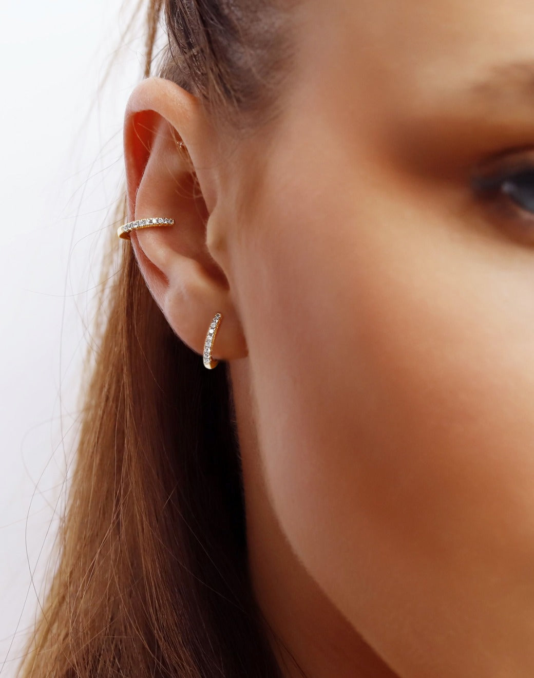 Huggie Hoop Earrings • gold conch hoop • cartilage hoop • hoop earrings • silver pave ring hoop • tragus hoop • small helix hoop