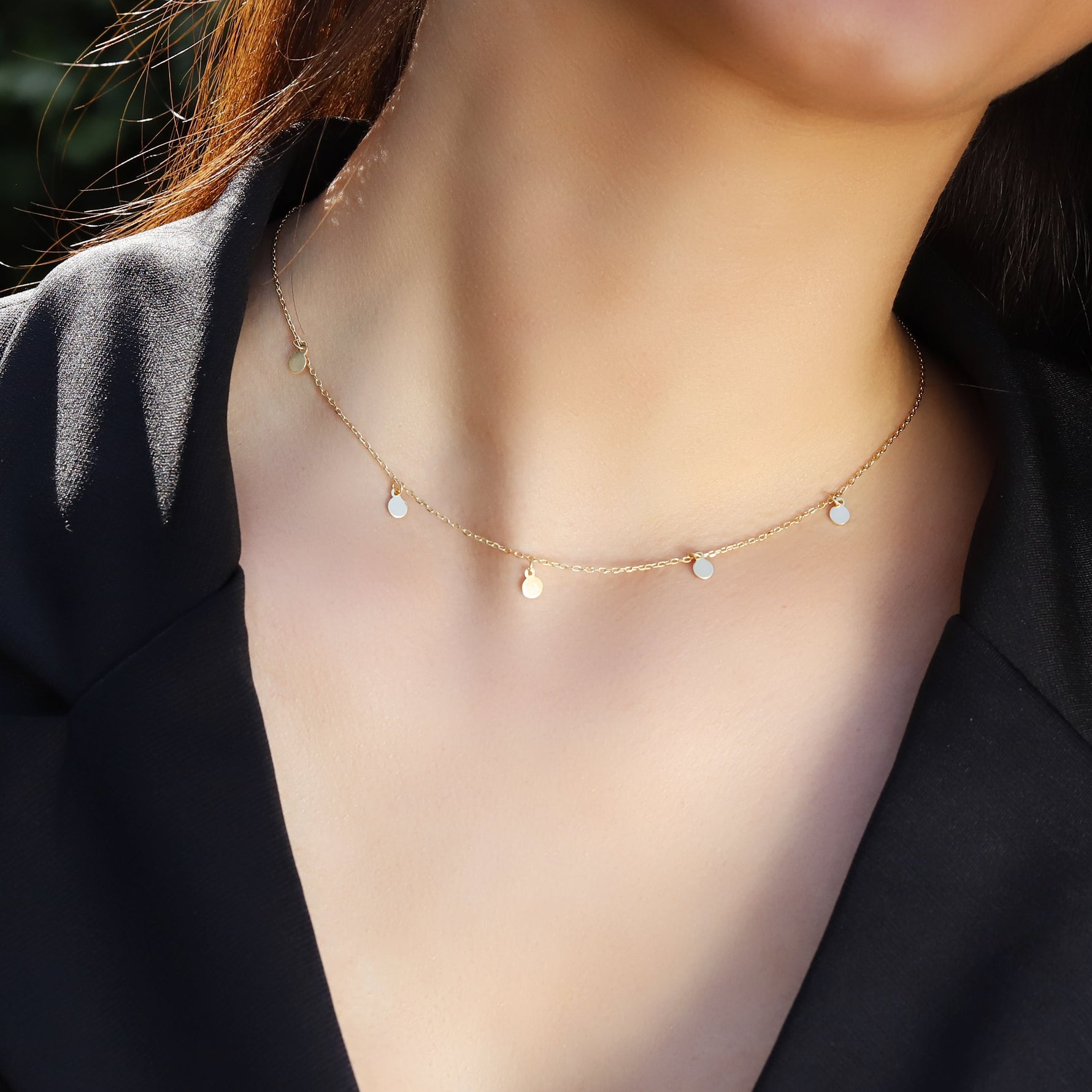 Gold on Sterling Silver Adjustable Choker Necklace Jewelry - Amber James Jewellery