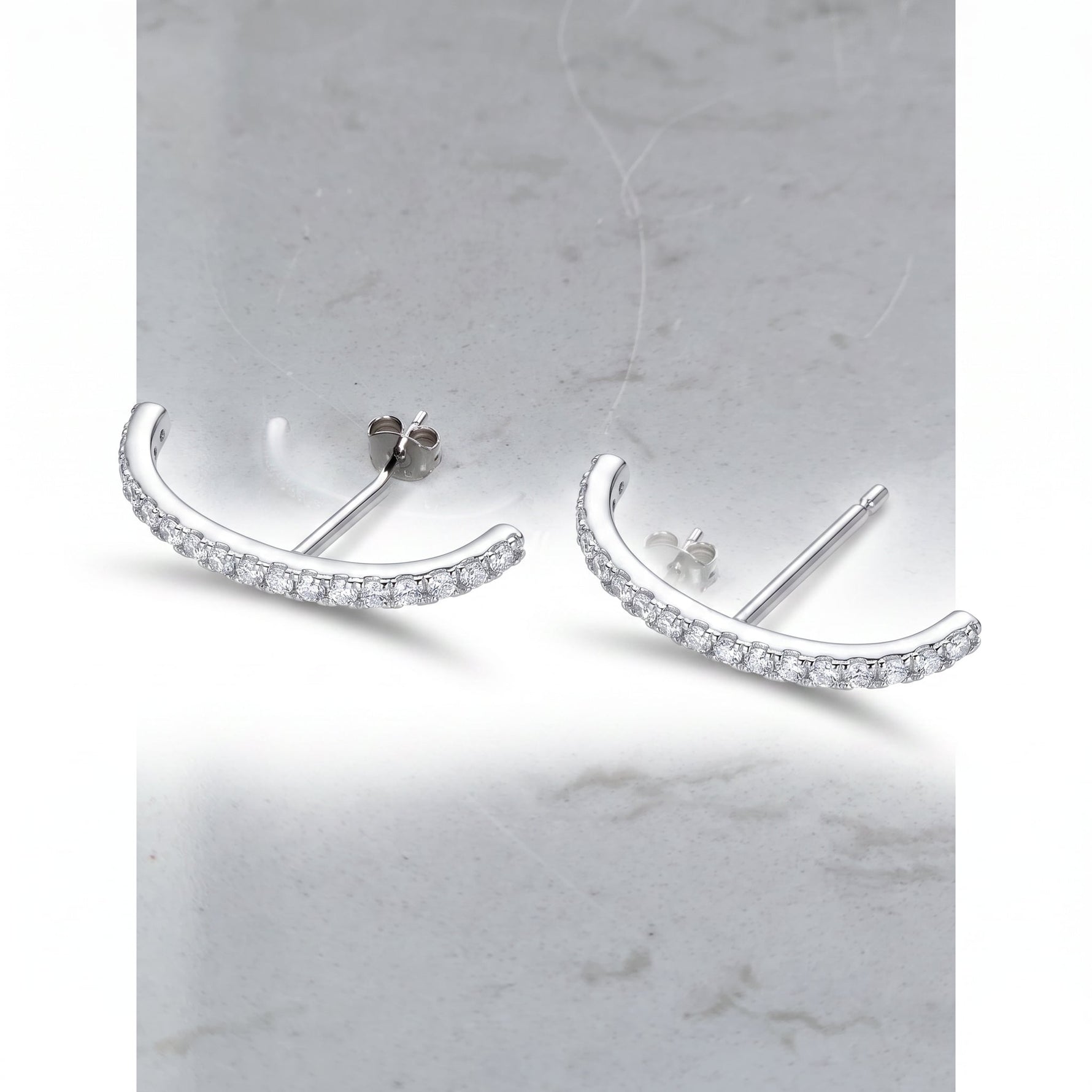 INDIE - Minimalist Curved Pave Stud Earrings - Amber James Jewellery