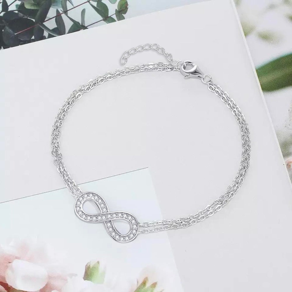 Clementine - Simple Sterling Silver Bangle Bracelet, Infinity Charm Bracelet, Charm bracelet (Adjustable) for Women - Amber James Jewellery