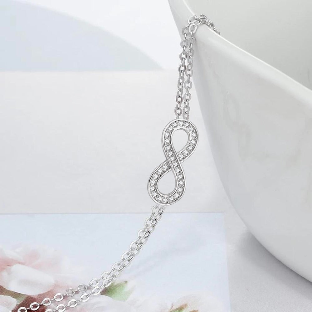 Clementine - Simple Sterling Silver Bangle Bracelet, Infinity Charm Bracelet, Charm bracelet (Adjustable) for Women - Amber James Jewellery