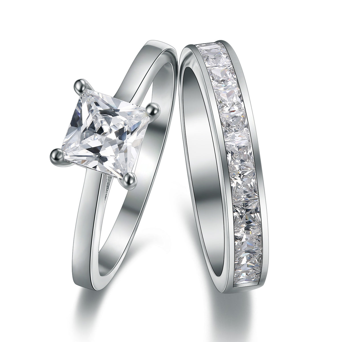 Eleanor 925 Sterling Silver Princess Cut Solitaire Engagement Ring Wedding Ring - Amber James Jewellery