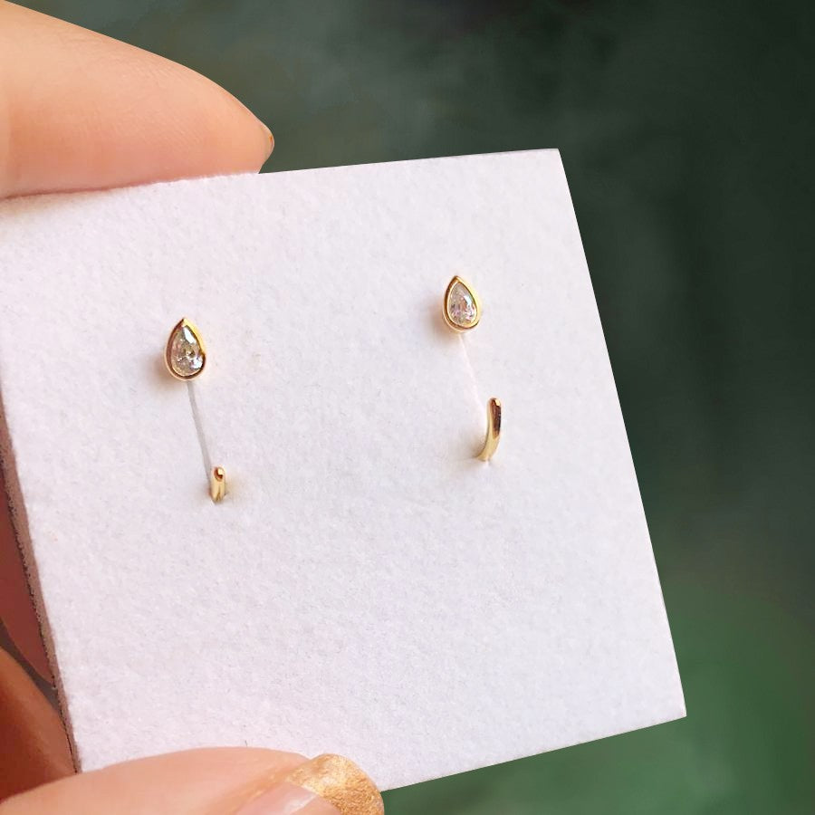 Elena Minimalist Gold Hoop Earrings | Dainty CZ Hoops