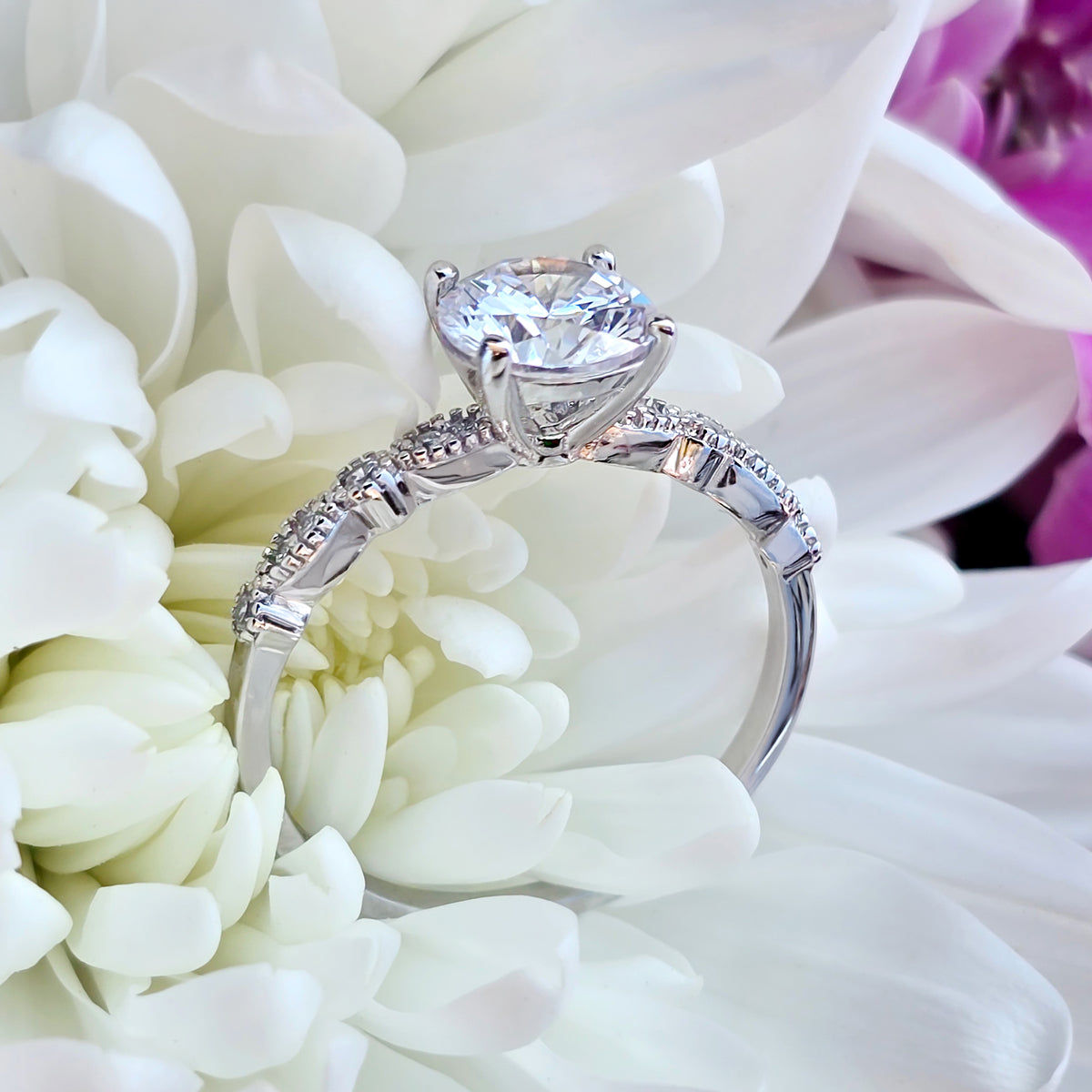 Tyla 1ct Round Solitaire Engagement Ring | Sterling Silver Promise Ring - Amber James Jewellery