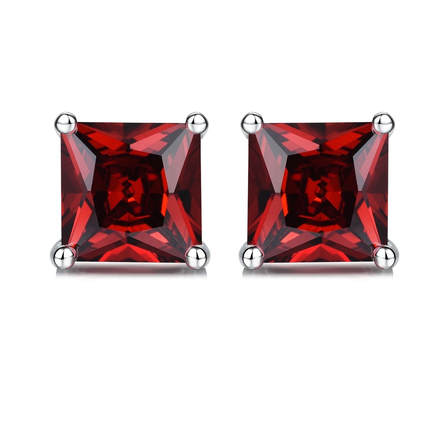 Birthstone Earrings, Small Solid 925 Sterling Silver Unisex Earrings, Rhodium Plated Studs, Gift