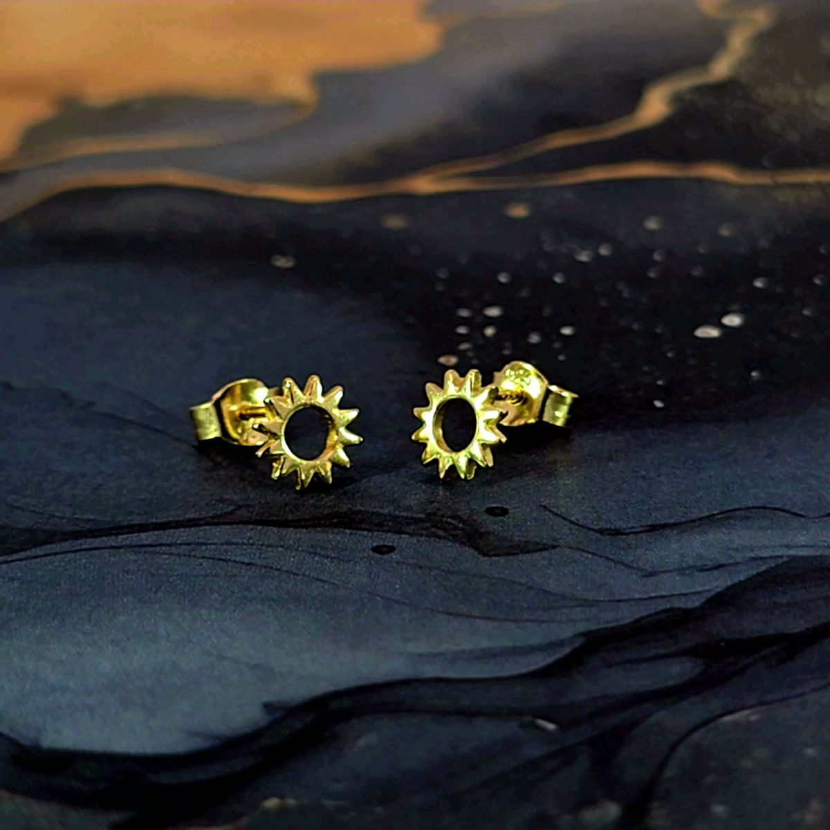 Tiny Stud Earring, Dainty Sun Earrings, Minimalist Earring - Amber James Jewellery