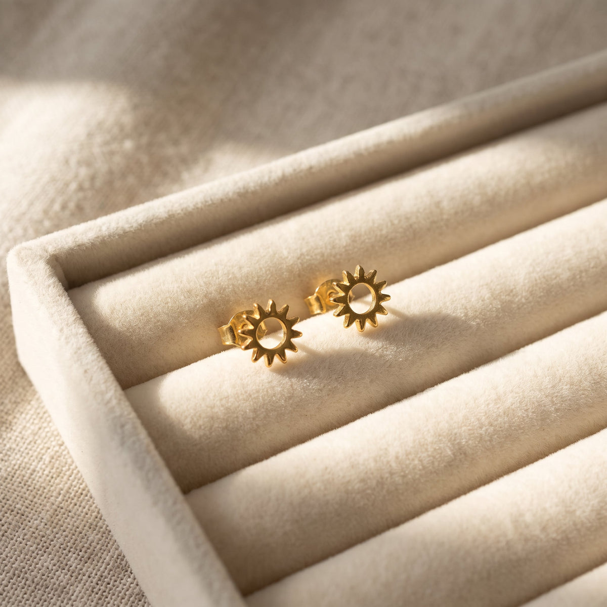 Tiny Stud Earring, Dainty Sun Earrings, Minimalist Earring - Amber James Jewellery