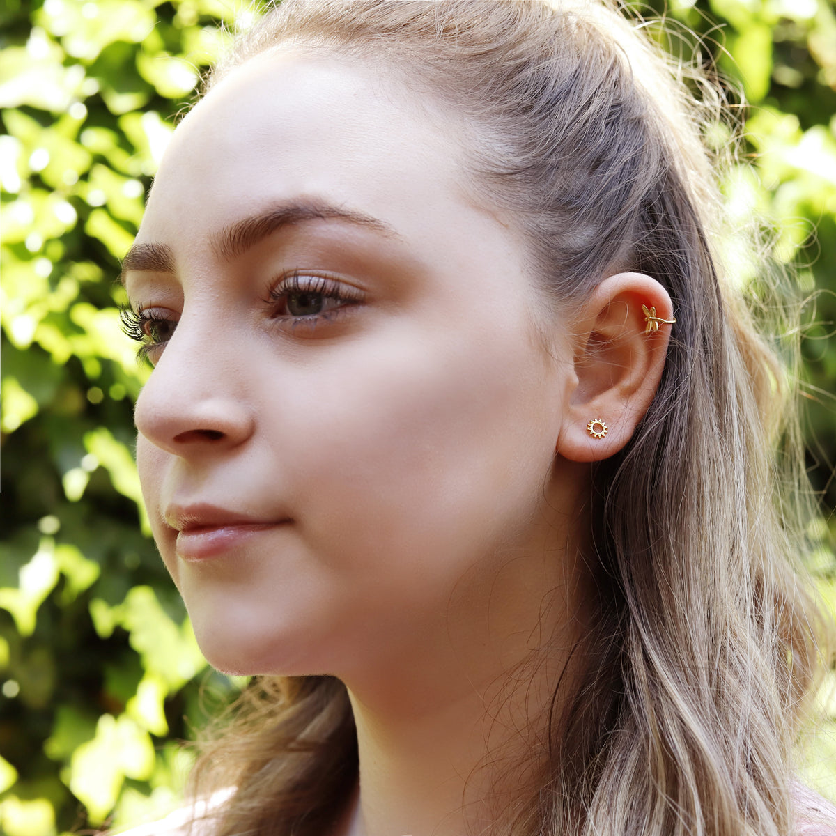 Tiny Stud Earring, Dainty Sun Earrings, Minimalist Earring - Amber James Jewellery