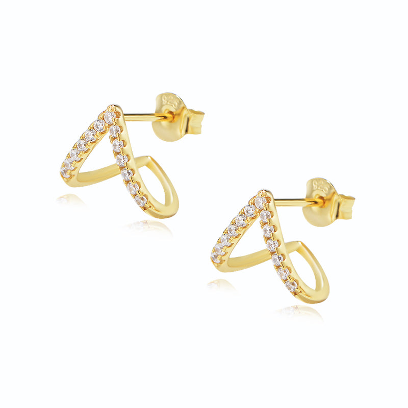 Minimalist Sterling Silver & Gold Geometric Stud Earrings | Dainty - Amber James Jewellery