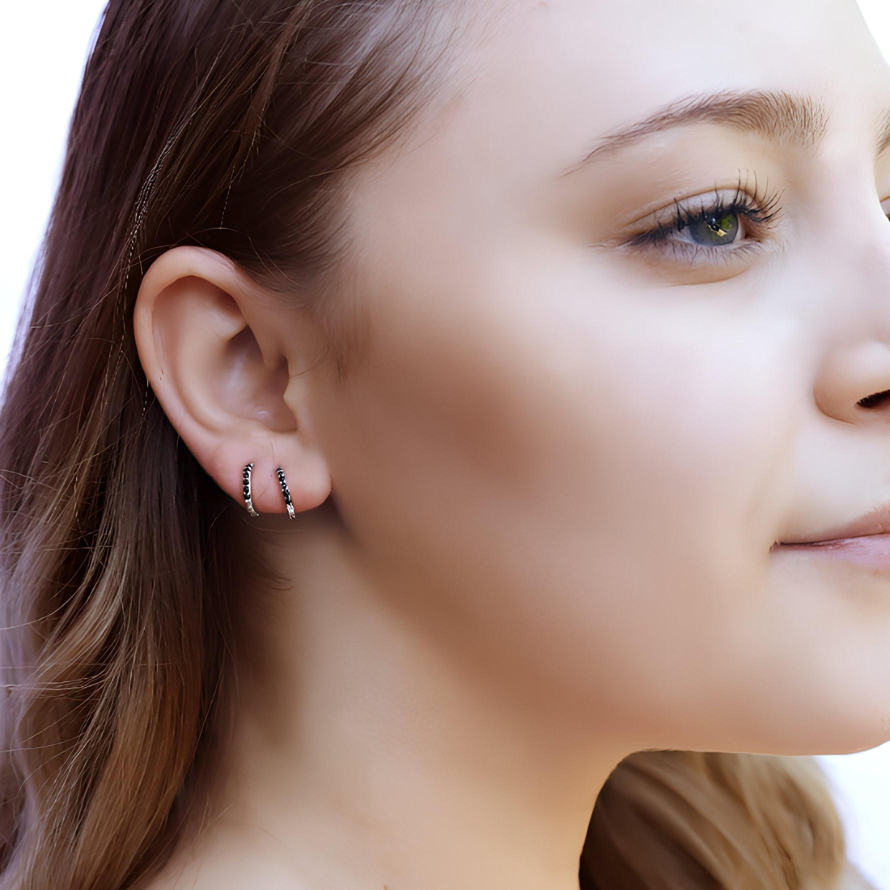 NERISSA - Huggie Hoop Earrings • gold conch hoop • cartilage hoop • hoop earrings • silver pave ring hoop • tragus hoop • small helix hoop - Amber James Jewellery