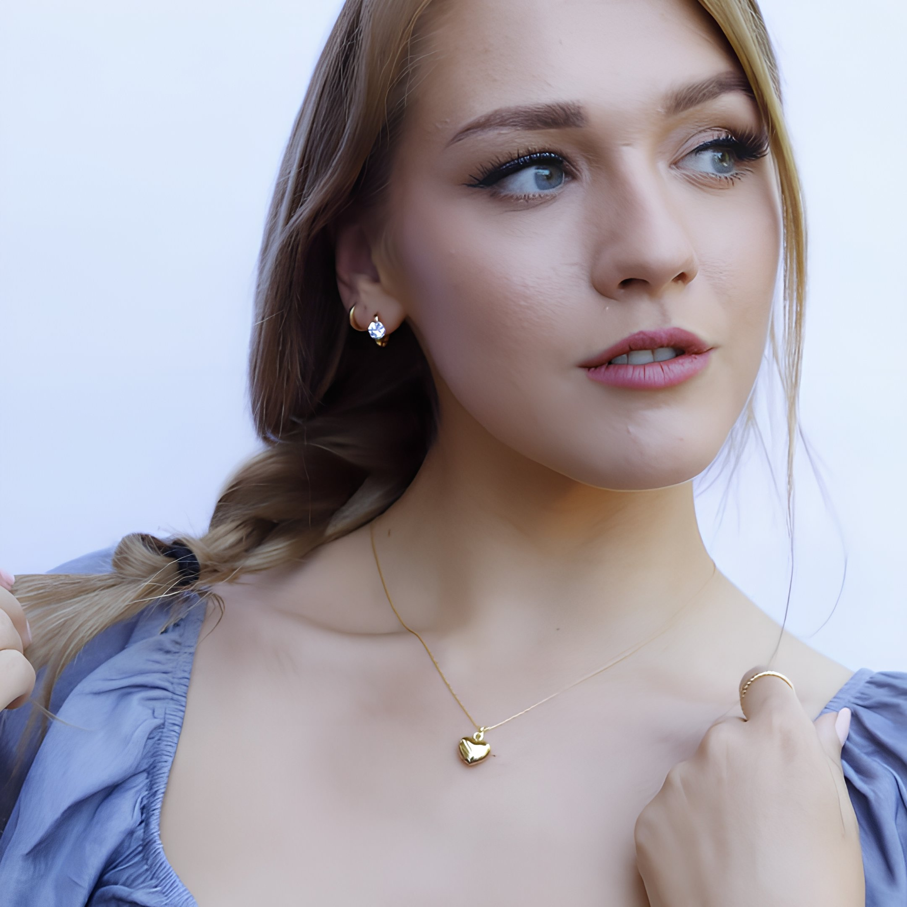 DOREMIA - 925 Sterling Silver Puff Heart dainty Necklace, Man Made Diamond Stimulant, Bridal Wedding Gift - Amber James Jewellery