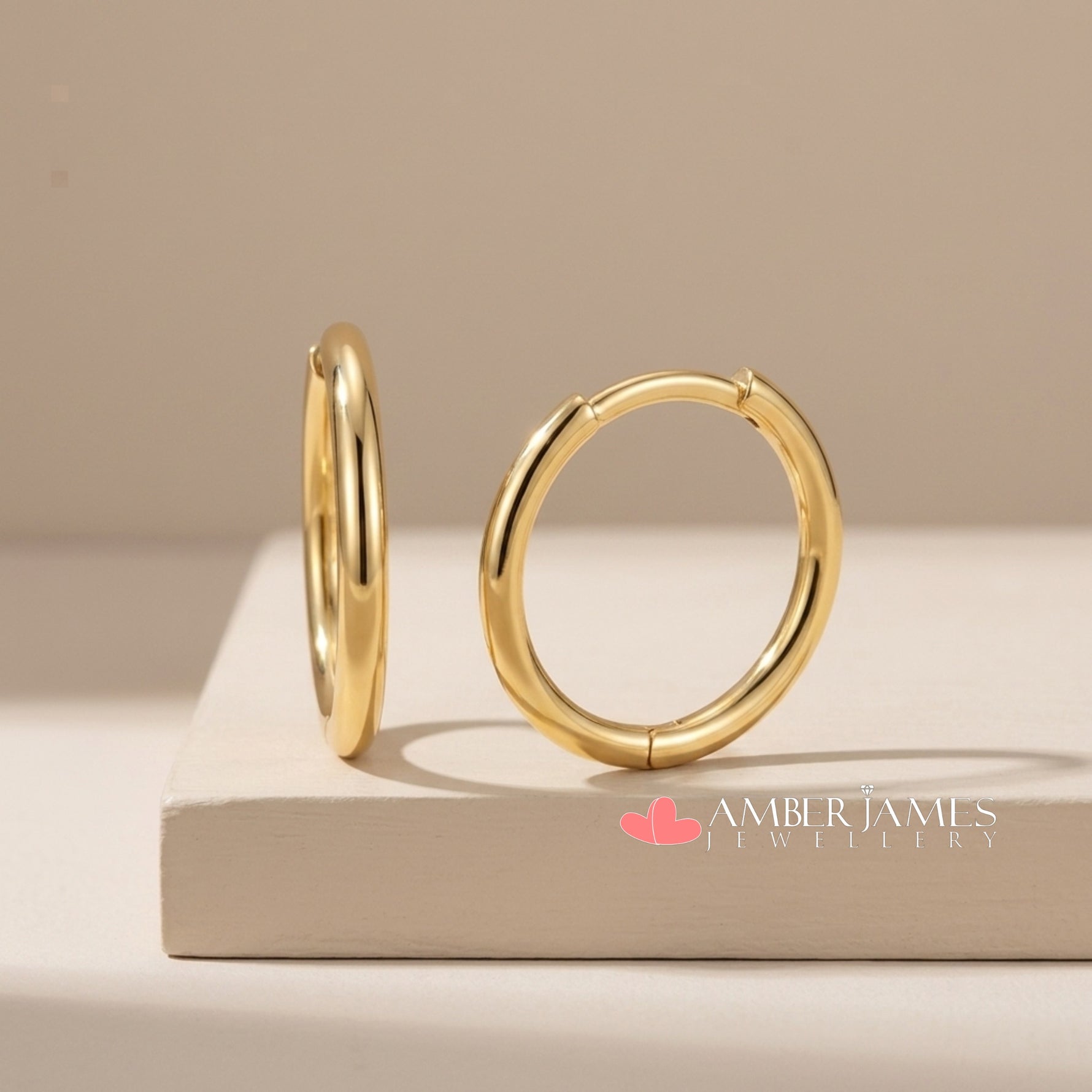 Alicia Sterling Silver & Gold   Huggie Hoop Earrings | Minimalist Delicate Hoops - Amber James Jewellery