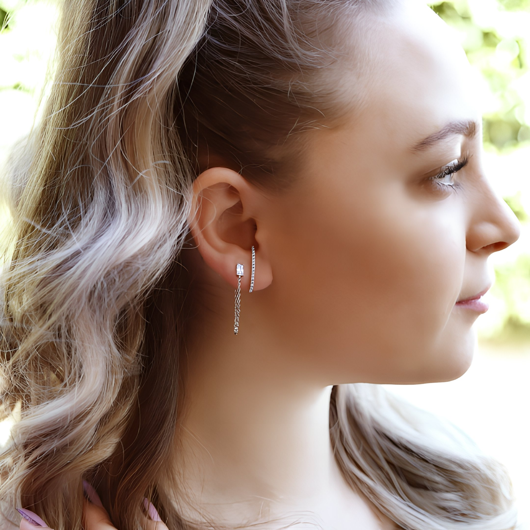 ALANDRA - Minimalist Chain Earrings - Chain Loop Earrings - Silver Chain Earrings - Dainty Earrings - Dainty Hoops - Huggie Earrings - Tiny Earrings - Amber James Jewellery