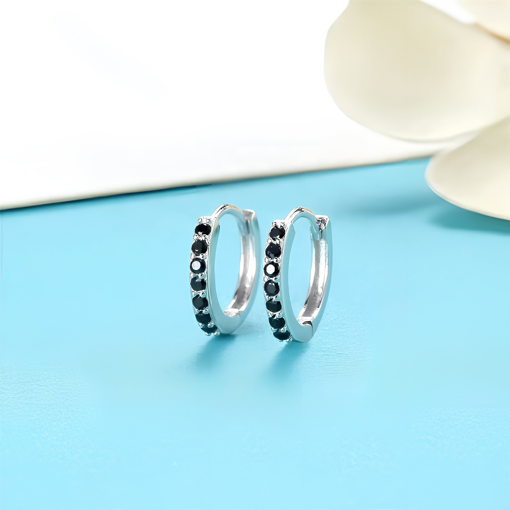 NERISSA - Huggie Hoop Earrings • gold conch hoop • cartilage hoop • hoop earrings • silver pave ring hoop • tragus hoop • small helix hoop - Amber James Jewellery