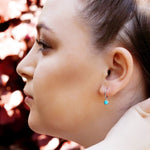AJJ gold turquoise and silver hoop earrings, cartilage and helix hoops, small tragus and helix hoops, in various styles and sizes.