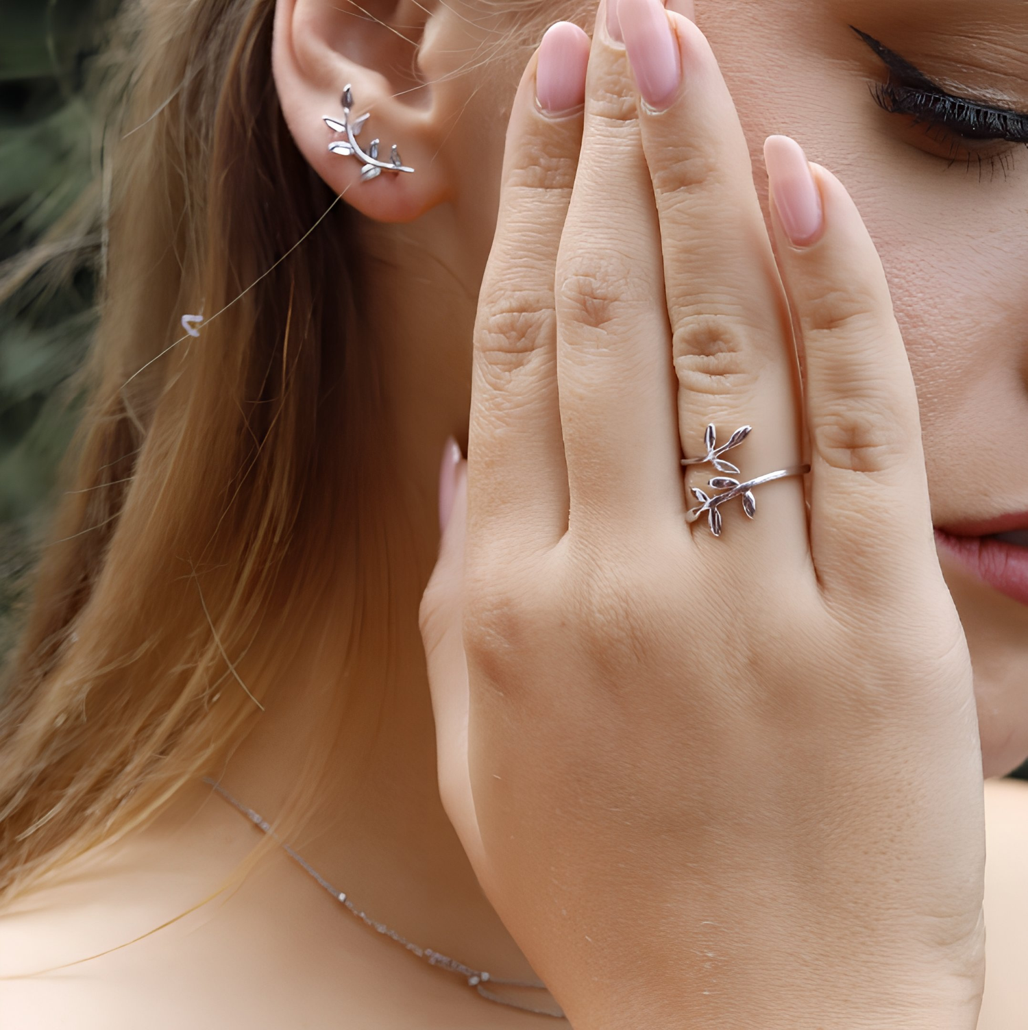 Maxie - Chevron Leaf Wrap ring, Silver Thumb Ring, Minimal Dainty Ring, Stacking Ring, Bohemian Style Ring, Bridesmaid Ring, Silver rings - Amber James Jewellery