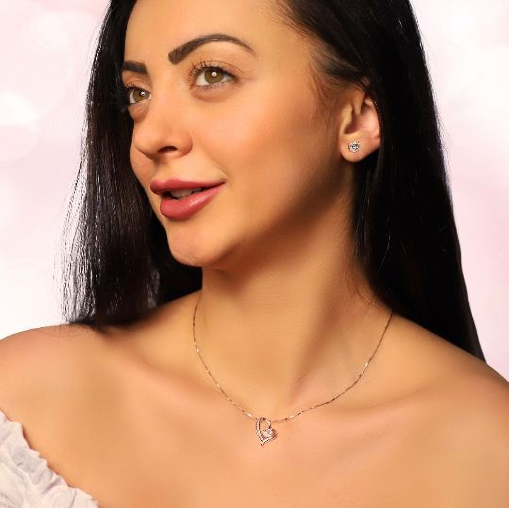 CERYS - Delicate Dazzling Heart Style Necklaces •Link Chain • Choker Necklace, Satellite Necklace, Dainty Necklace, Layering Beaded Chain, - Amber James Jewellery