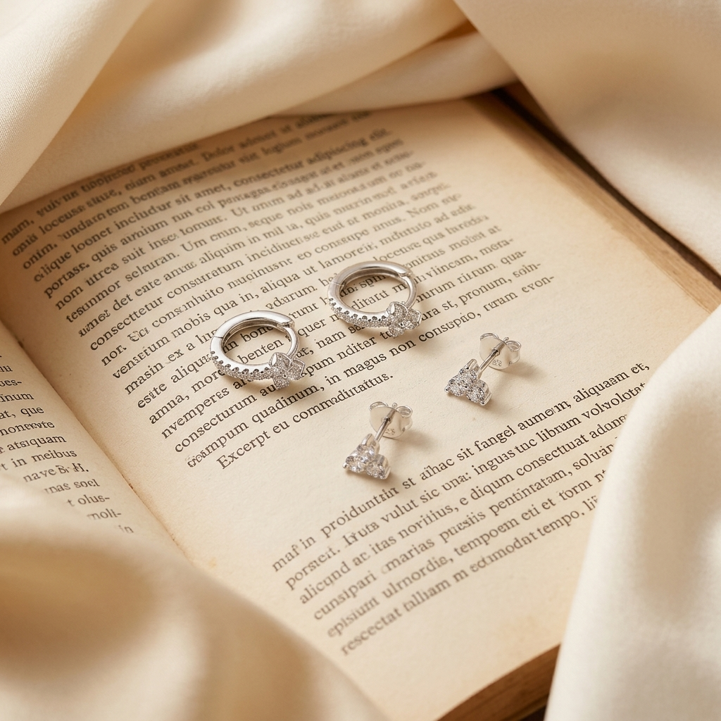 Vianna Minimalist Huggie Hoop & Stud Combo | Dainty Silver Earrings - Amber James Jewellery
