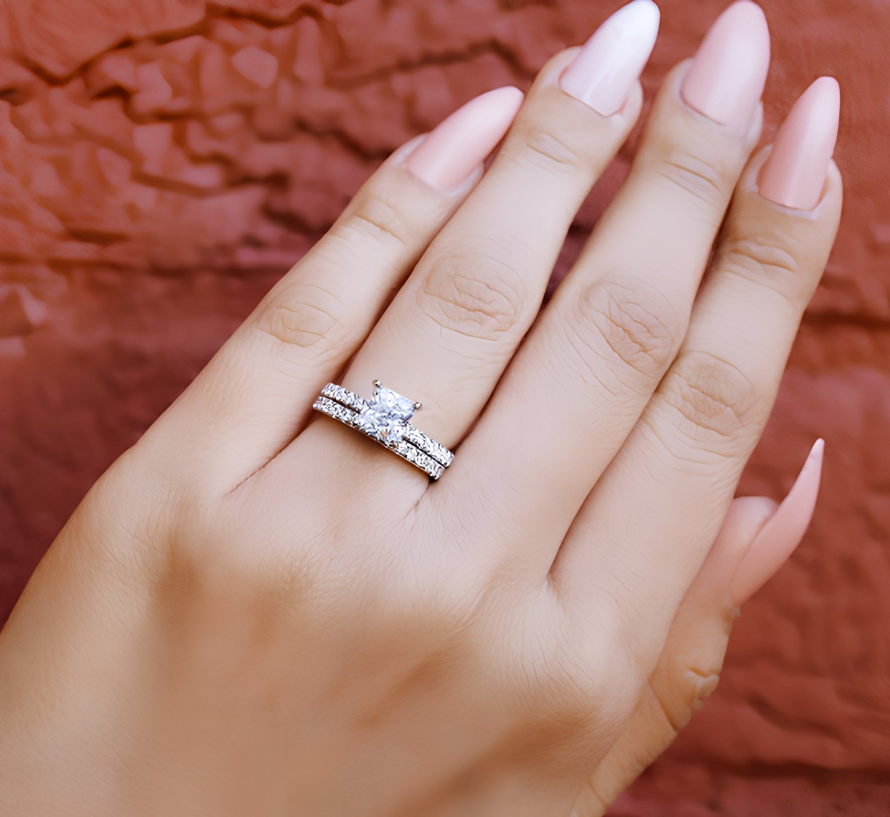 Benetha - Princess cut Ring set | Promise Rings | Sterling Silver Engagement Ring | Promise Ring for women - Amber James Jewellery