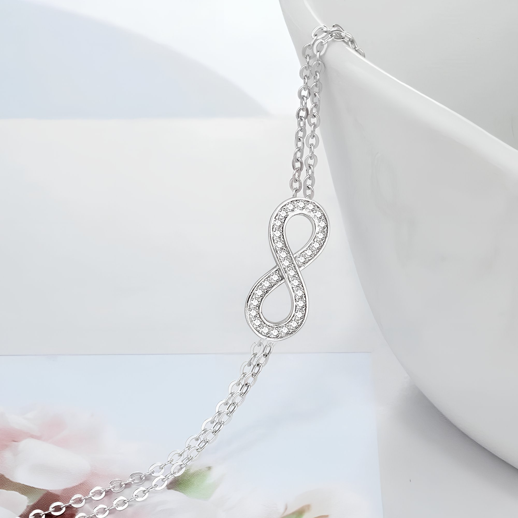 CLEMENTINE - Simple Sterling Silver Bangle & Infinity Charm Bracelet - Amber James Jewellery