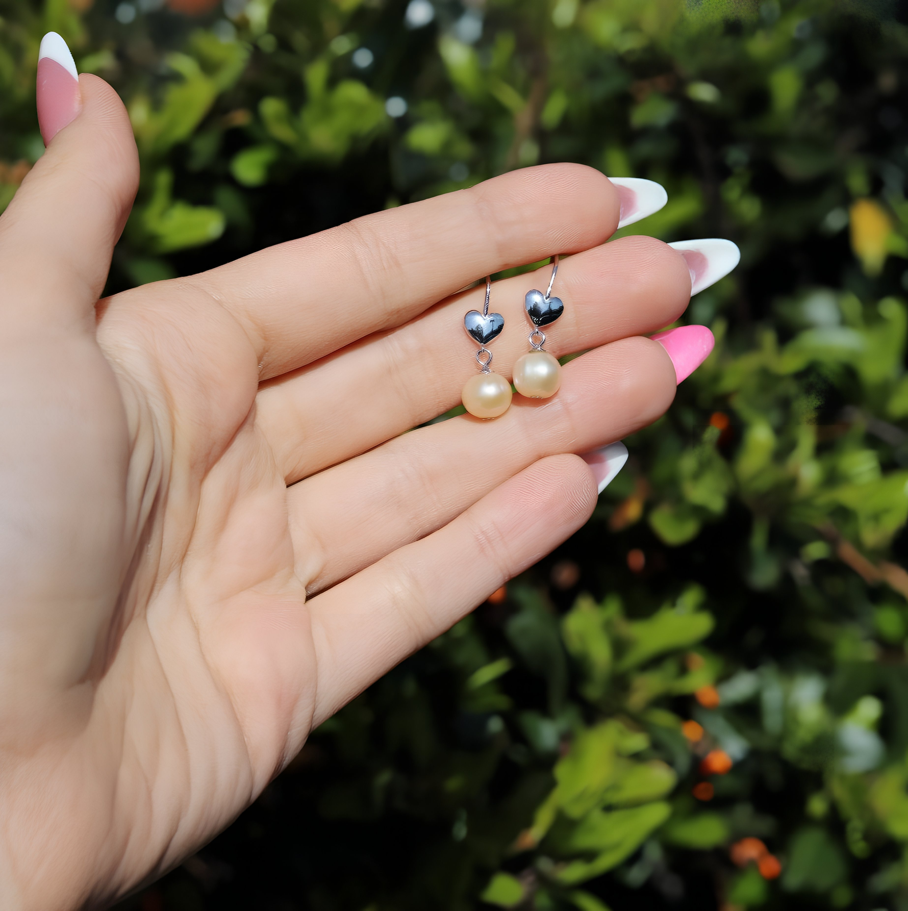 ADELE - Sterling Silver White Pearl Heart Drop Earring. - Amber James Jewellery