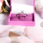 EMILY -  Sterling Silver Luxury Engagement Art Deco Oval Cut Bridal ring - Amber James Jewellery