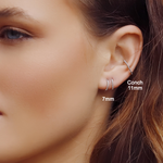 AJJ Bella minimalist silver huggie hoops, small delicate conch-style earrings, perfect for subtle everyday wear