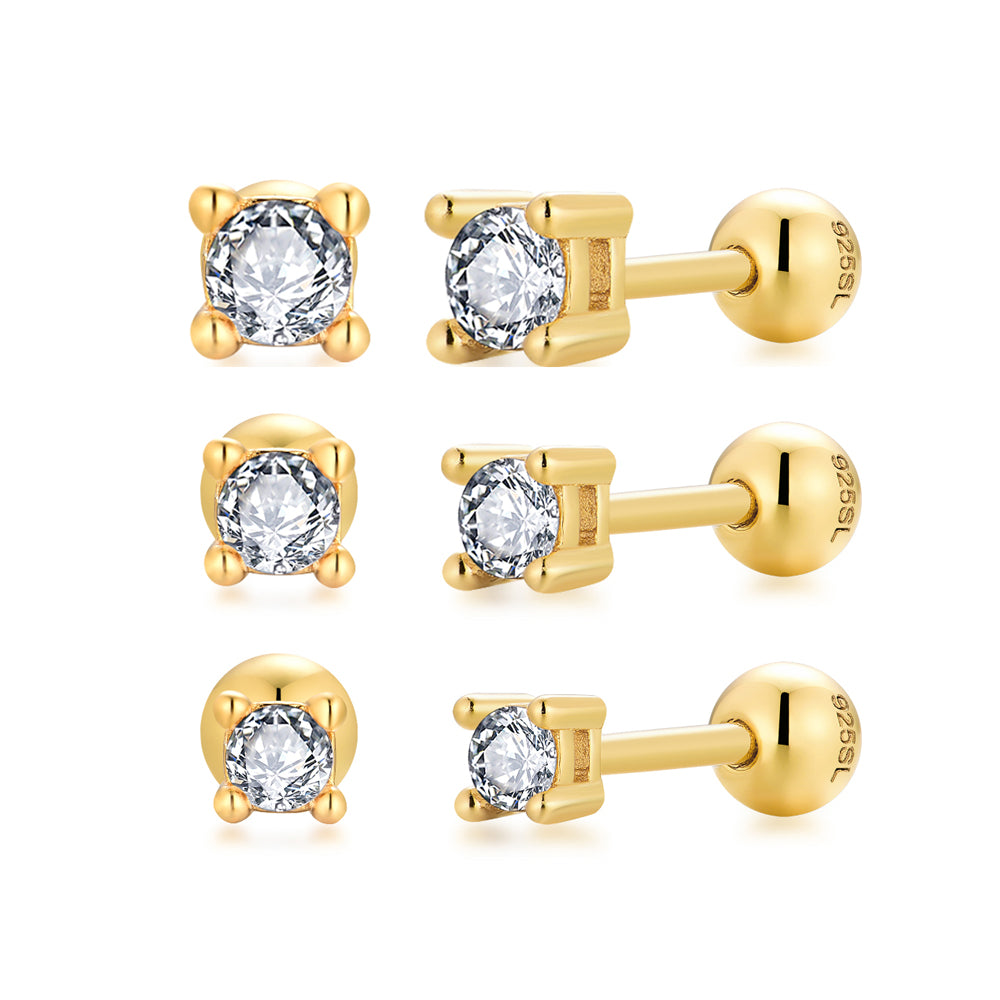 Neve Tiny CZ Stud Earrings | Minimalist Round Studs - Amber James Jewellery
